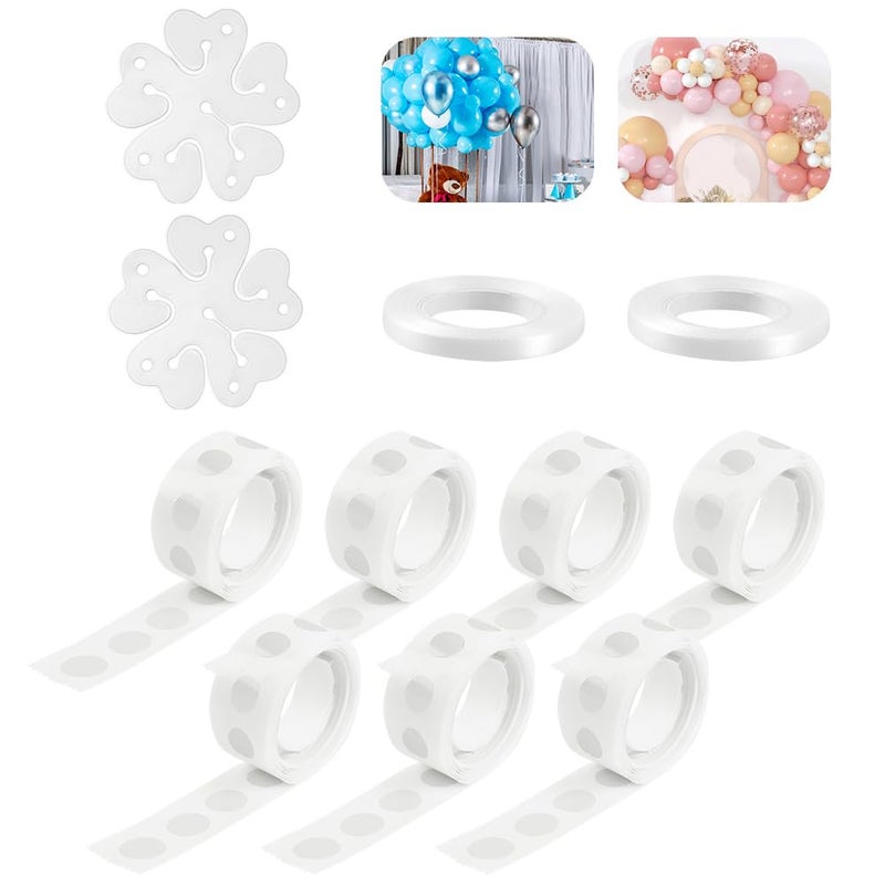 Ainiv 700 PCS Balloon Sticky Dots, Double Sided Dot Stickers with 21 Yds White Satin Ribbon, Clear Removable Round Sticky Tack No Trace Waterproof Dots for Craft Gift Wrapping Wedding Xmas Decoration - Image 1
